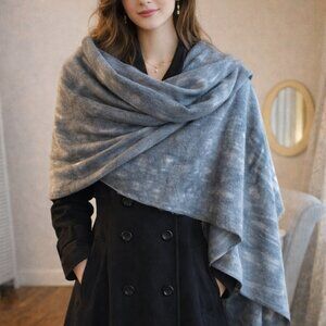 Cashmere and cotton wrap, very soft abstract pattern, grey and dusty pink, 6 ft.